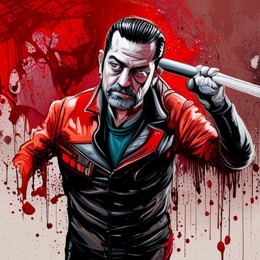 Negan's Affection: Graffiti Art Kiss with Lucille