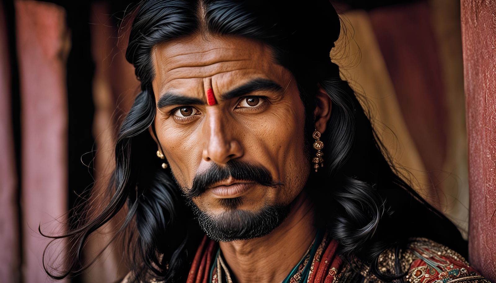 Intricate Portrait of Man with Unique Eyebrow Cut