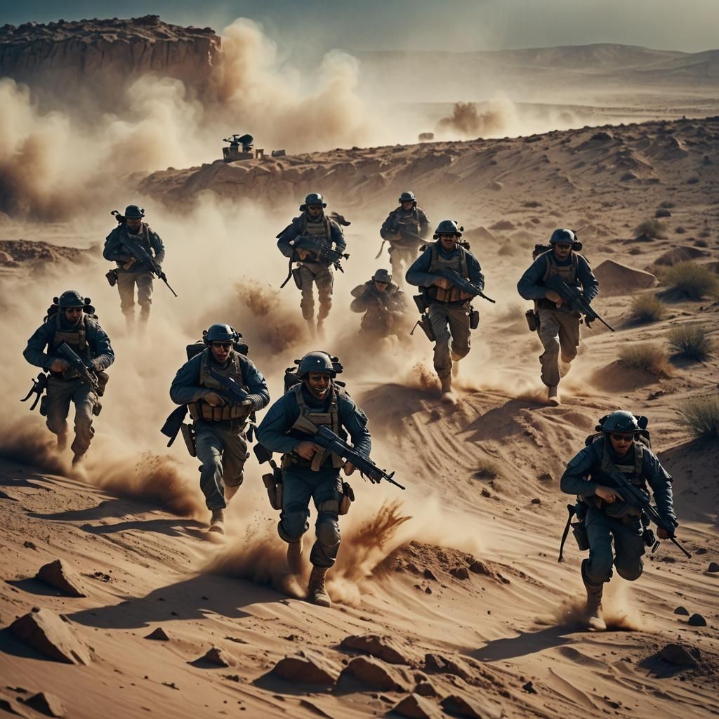 Delta Force Operatives in Desert Storm, Cinematic Style