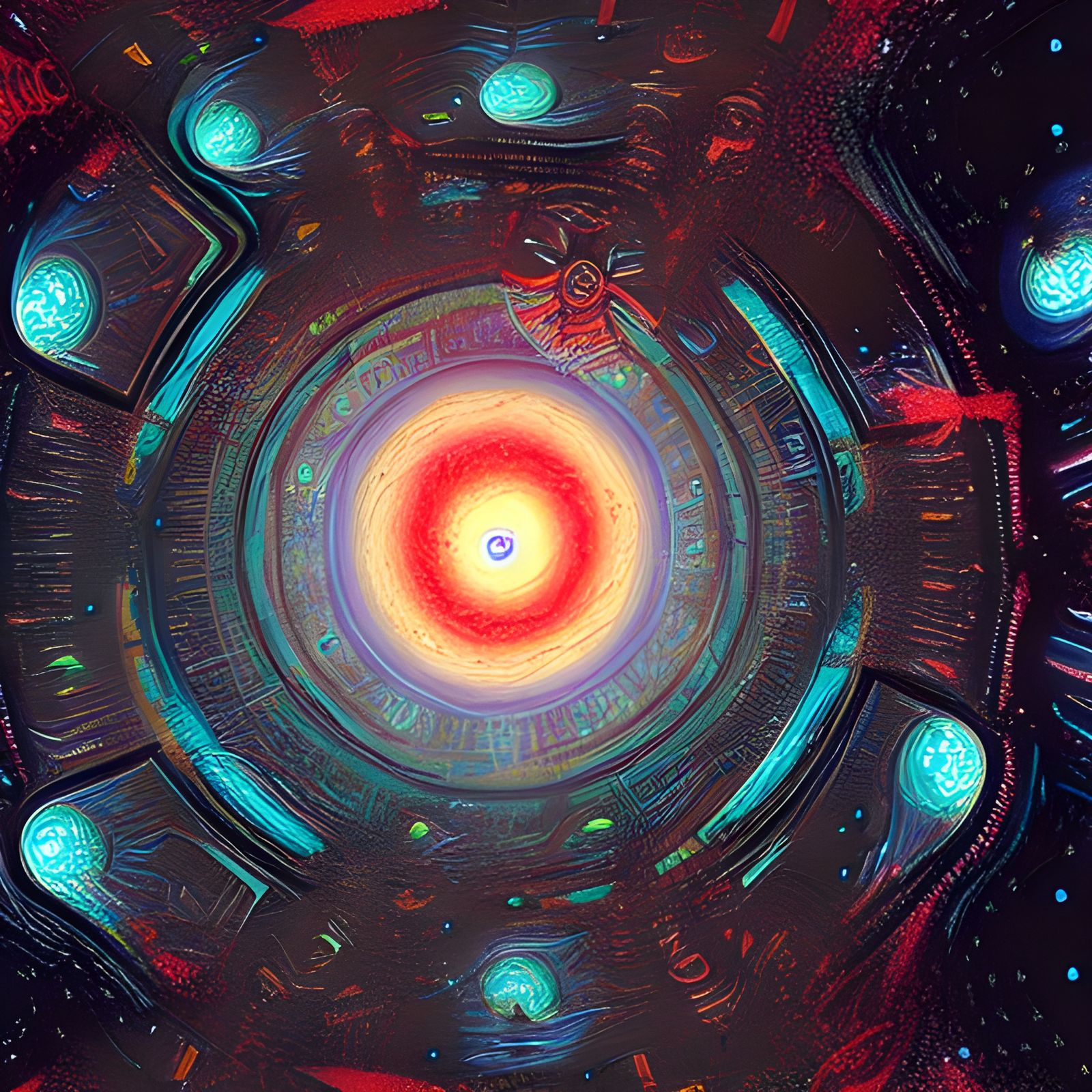 Event Horizon Black Hole: Cosmic Mixed Media Illustration