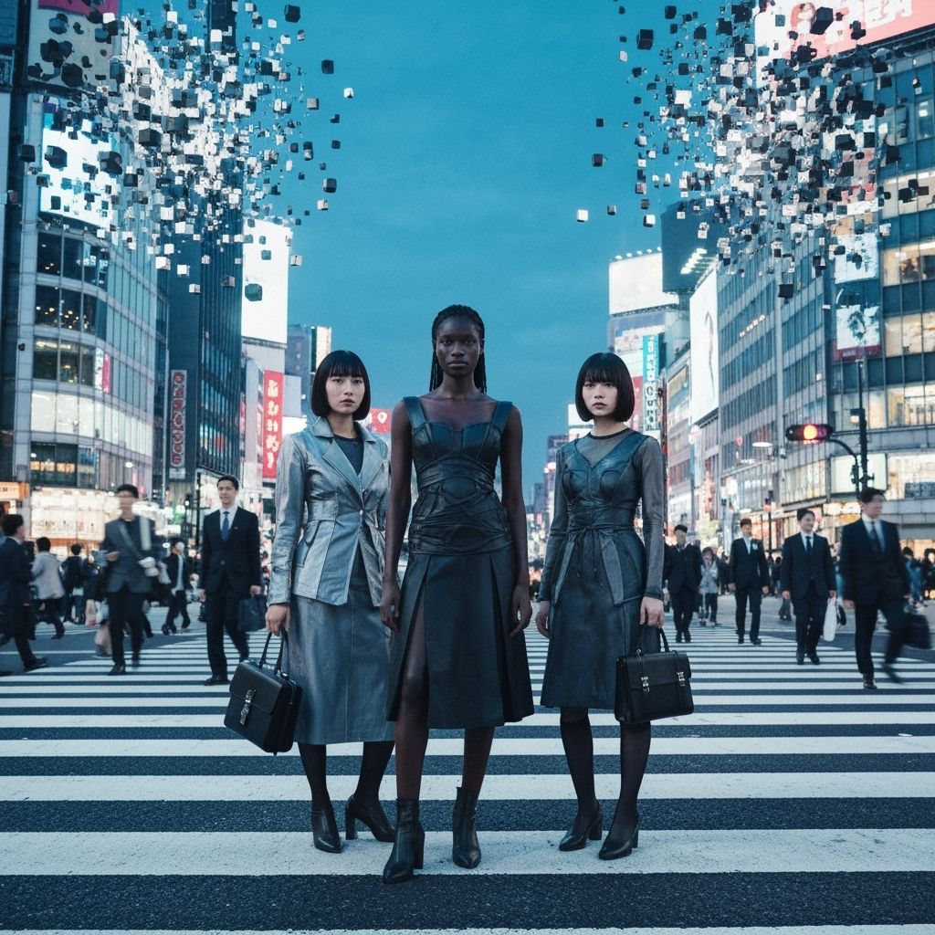 Shibuya Crossing Dystopian Glitch: Women in Architectural St...