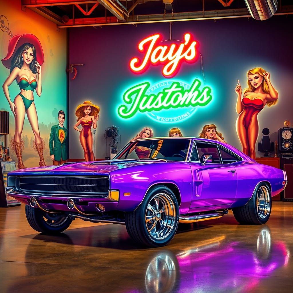 Retro-Futuristic 1969 Dodge Daytona Charger in Kustom Kultur...