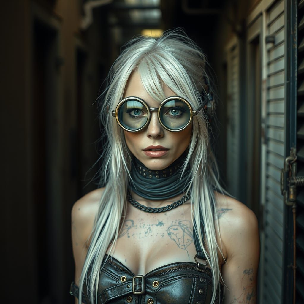 Dystopian Cyborg with Magnifying Glass Eyes