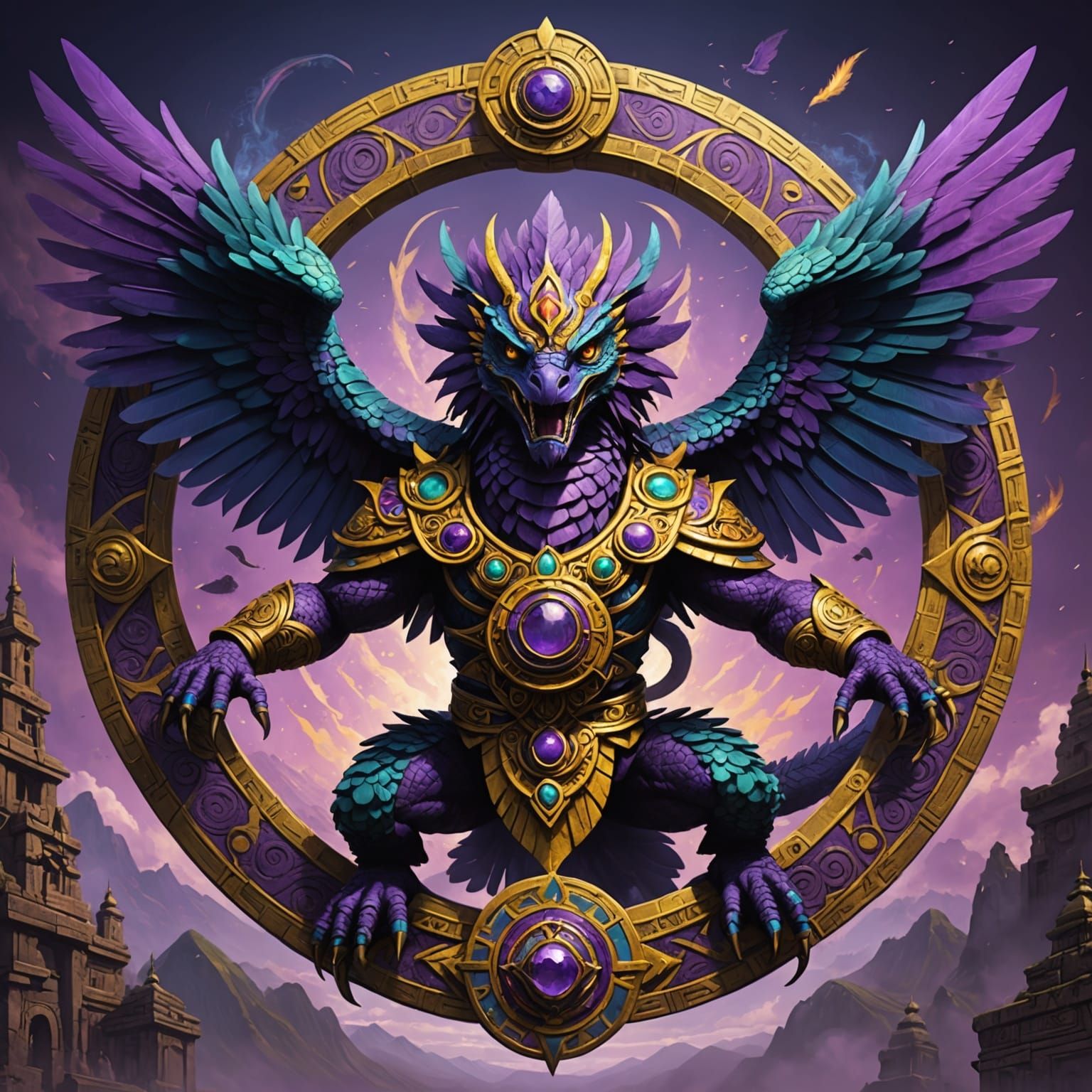 Quetzalcoatl: Feathered Serpent God in Dark Fantasy Art