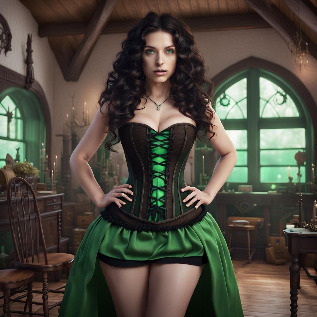 Young Witch Casting Spells in Gothic Home