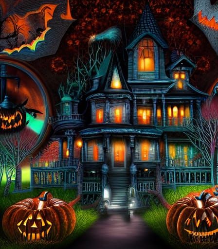 Fantasy Halloween Haunted House Digital Masterpiece