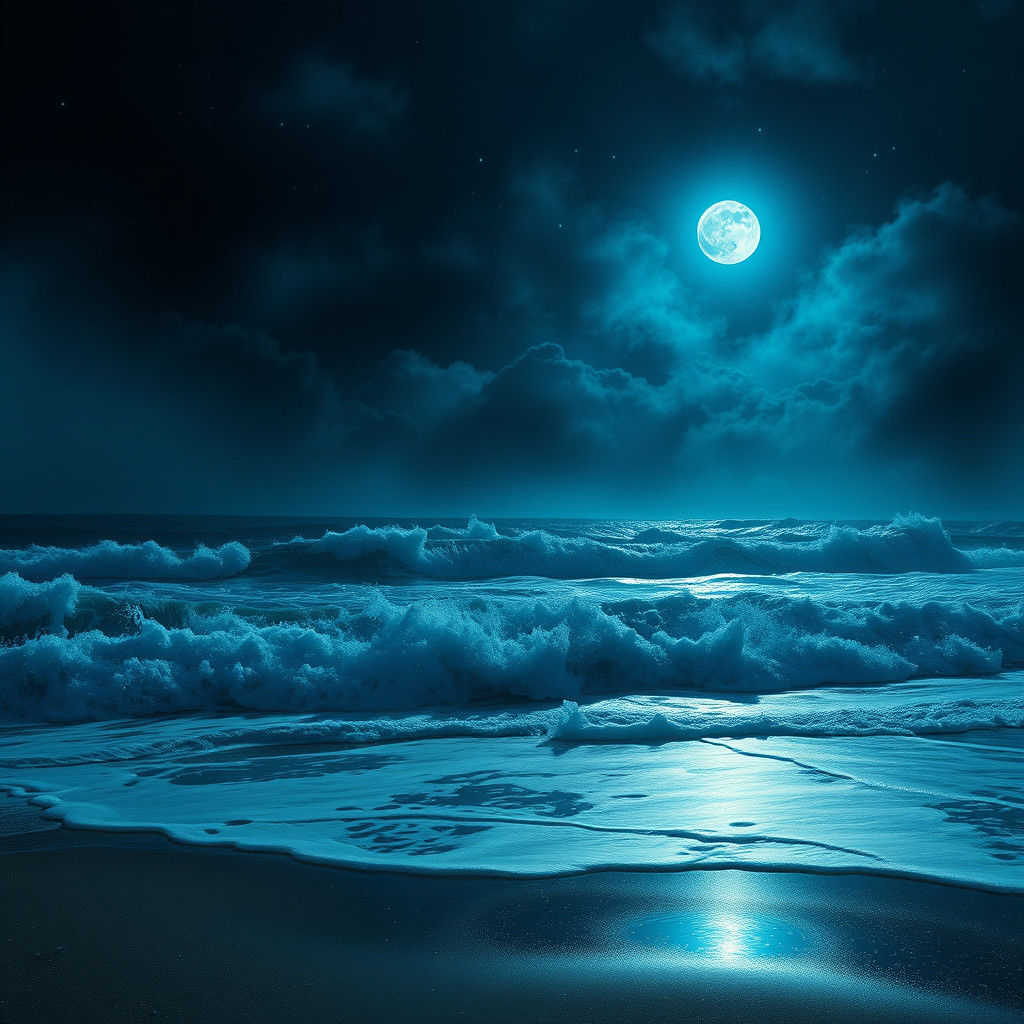 Ominous Nocturnal Beachscape in Digital Matte Painting Style