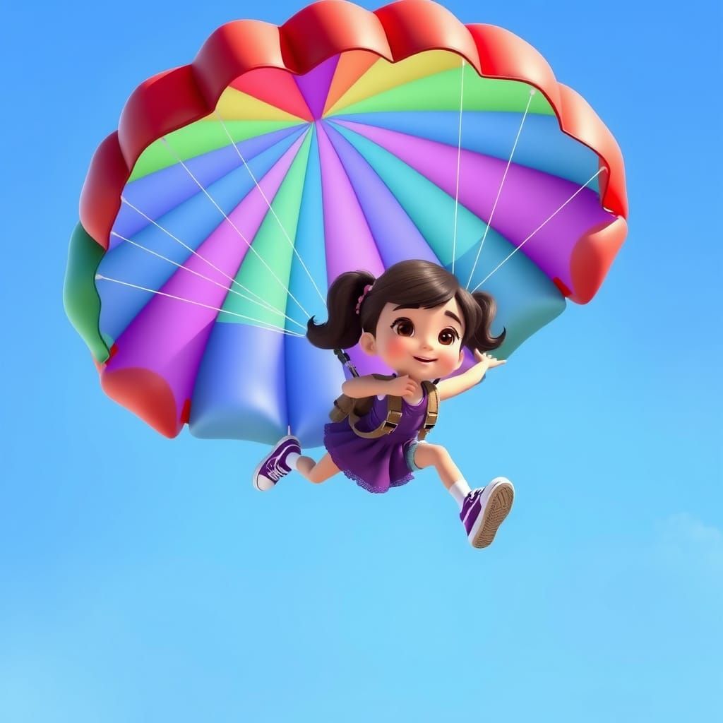 Girl with Parachute in Nick Jr. 3D Cartoon Style