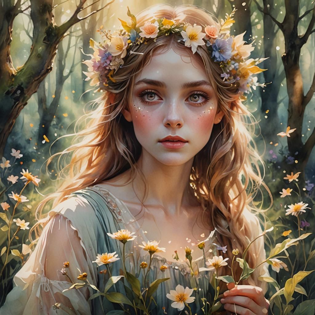 Fae-Girl Portrait in an Enchanted Forest