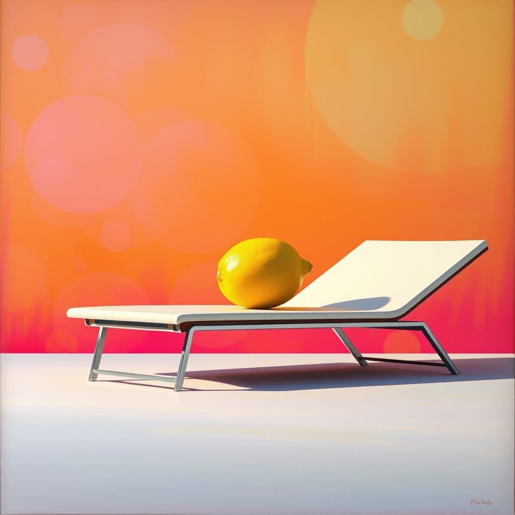 Lemon on Sunbed in Rothko-Inspired Abstract Expressionism