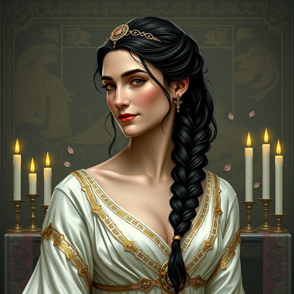 Elegant Imperial Aristocrat in Regal Whites and Golds