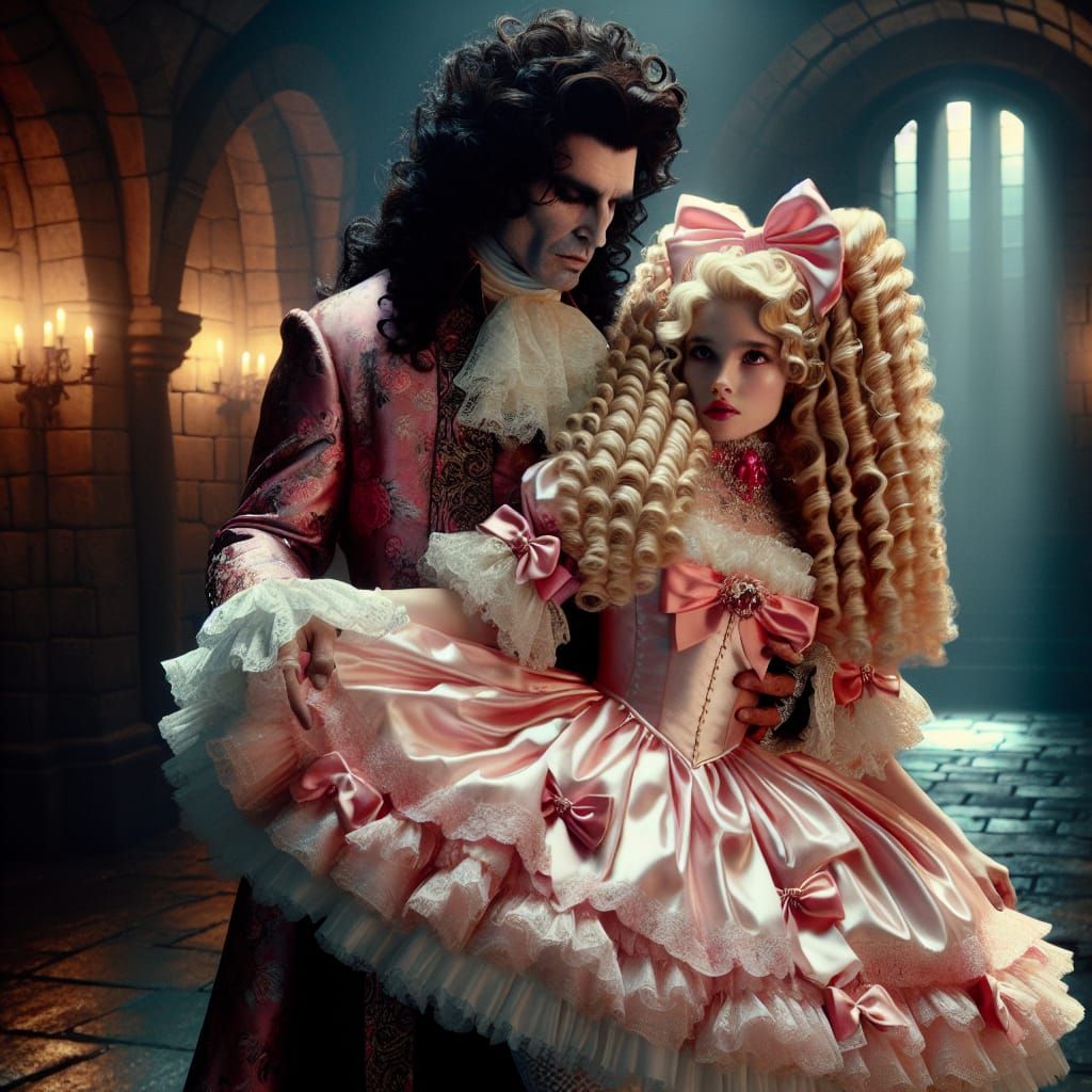 Ethereal Vampire King Cradles Exotic Maid in Castle Dungeon