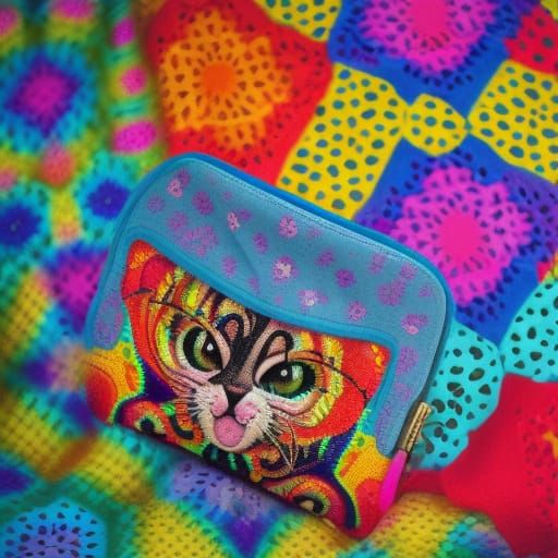 Lisa Frank Granny Square Animal Purse
