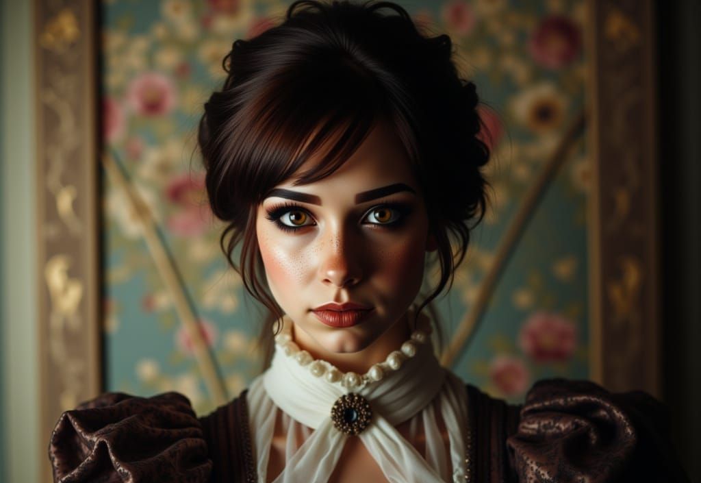 Victorian Woman in Elegant Dress