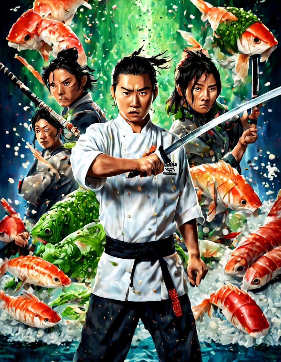 Time-Traveling Sushi Chef Movie Poster: The Wasabi Wars