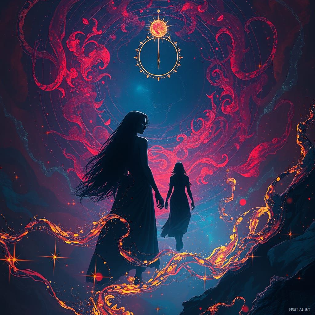 Mystical Realm of Nuit and Hadit in Dreamlike Splendor