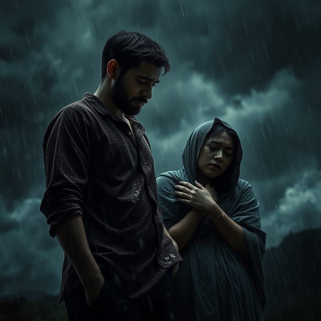 Moody Night Scene of Emotional Turmoil