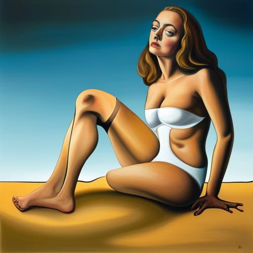Surreal Girl in Underwear: A Dali-esque Oil Painting
