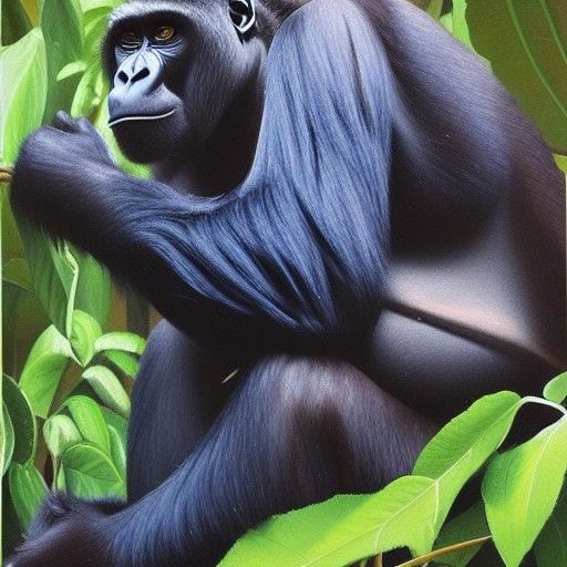 Gorilla Monkey as Oil Painting by James Gurney