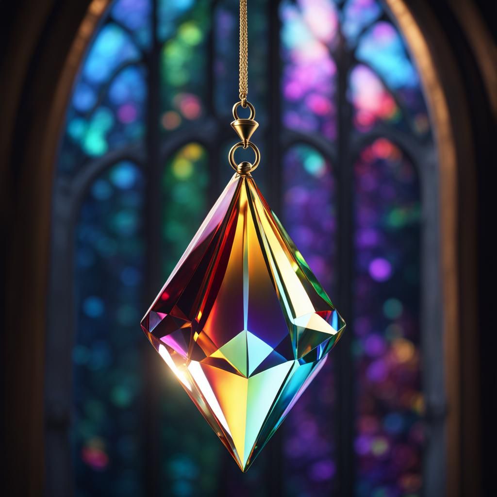 Crystal Prism Suncatcher with Rainbow Reflections