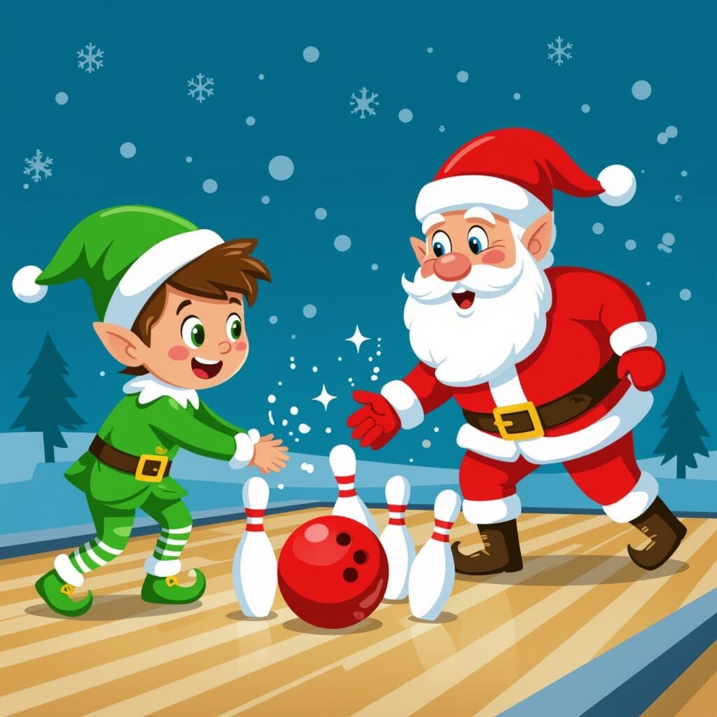 Santa Bowls with Elf Pins in Cartoon Style