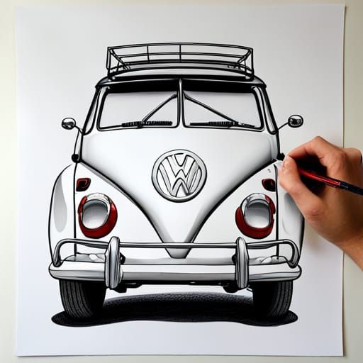 Detailed Charcoal Volkswagen Coloring Page