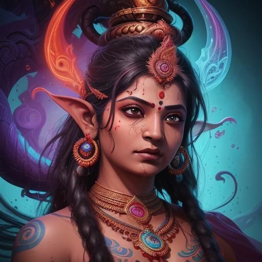 Hyperrealistic Shree Kaal Bhairava Splash Art