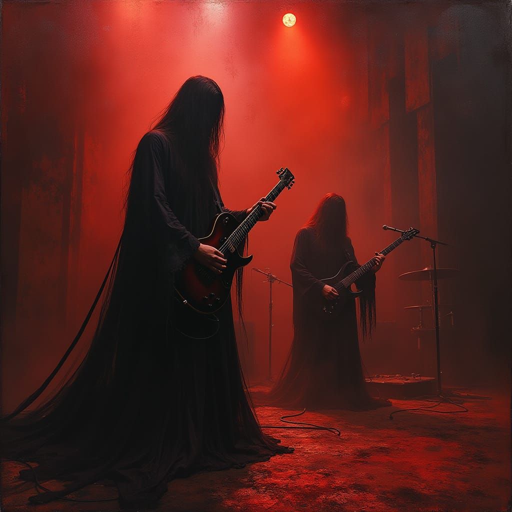 Dark Doom Metal Band Performs Under Eerie, Mystical Stage