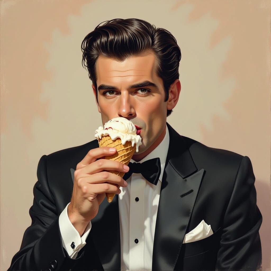 Chet Baker Lookalike Eating Ice Cream, McGinnis Style