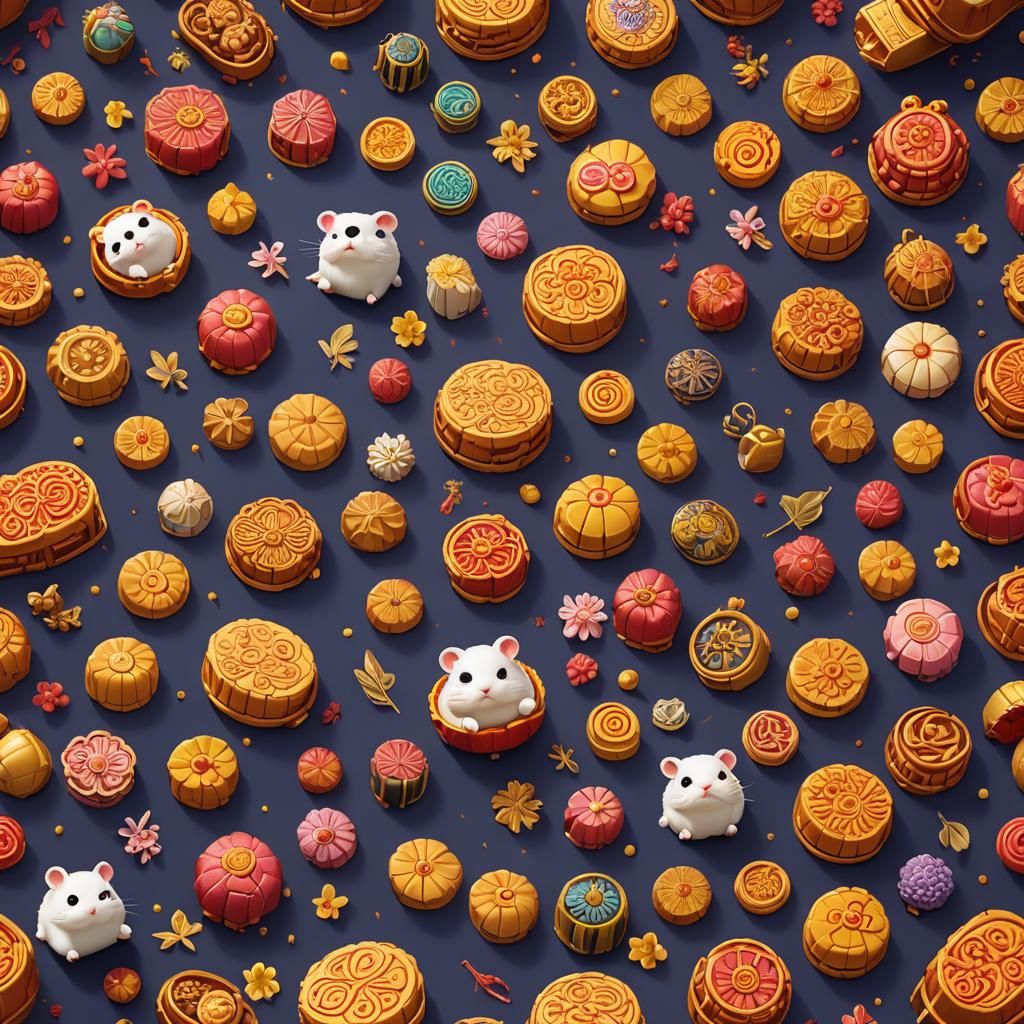 Hamster Celebrates New Year with Mooncake