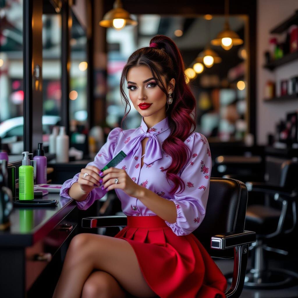 Woman With Neon Green Hair Dye in London Salon