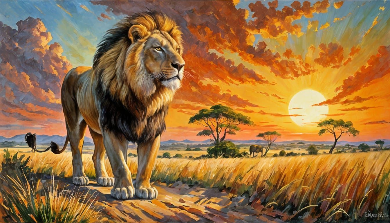 Vibrant African Sunset Roar