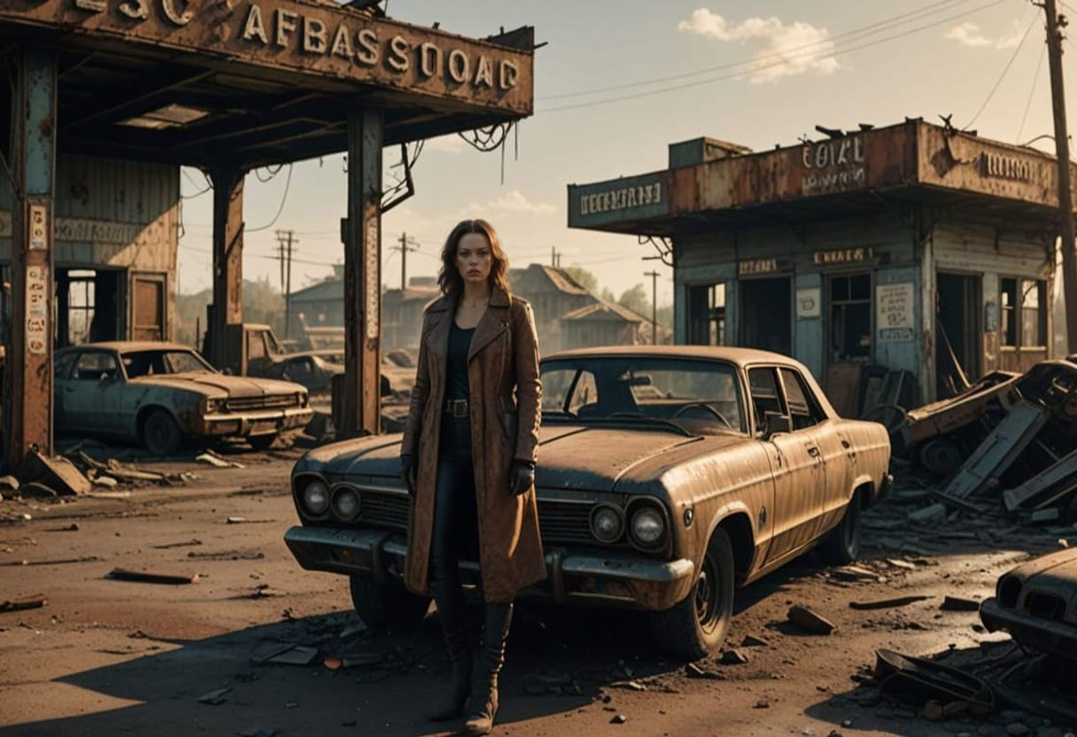 Post Apocalyptic Beauty in Leather, Dawn Light