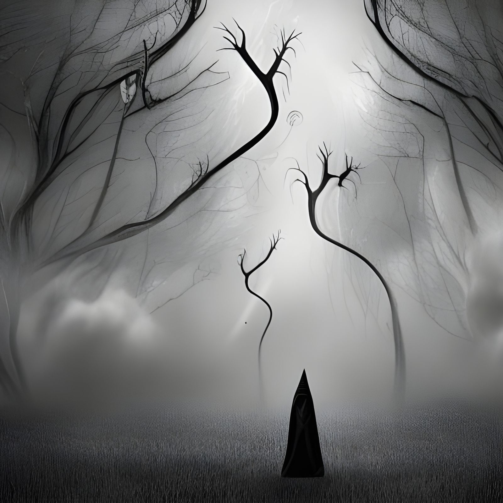 Ominous Horror Scene in Tim Burton Style