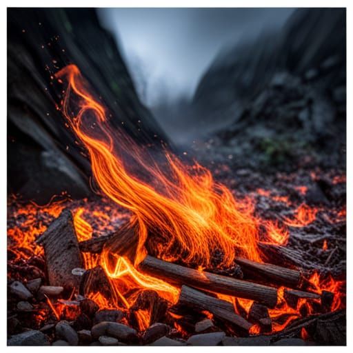 Ornate Campfire Embers in Hyperrealistic Detail