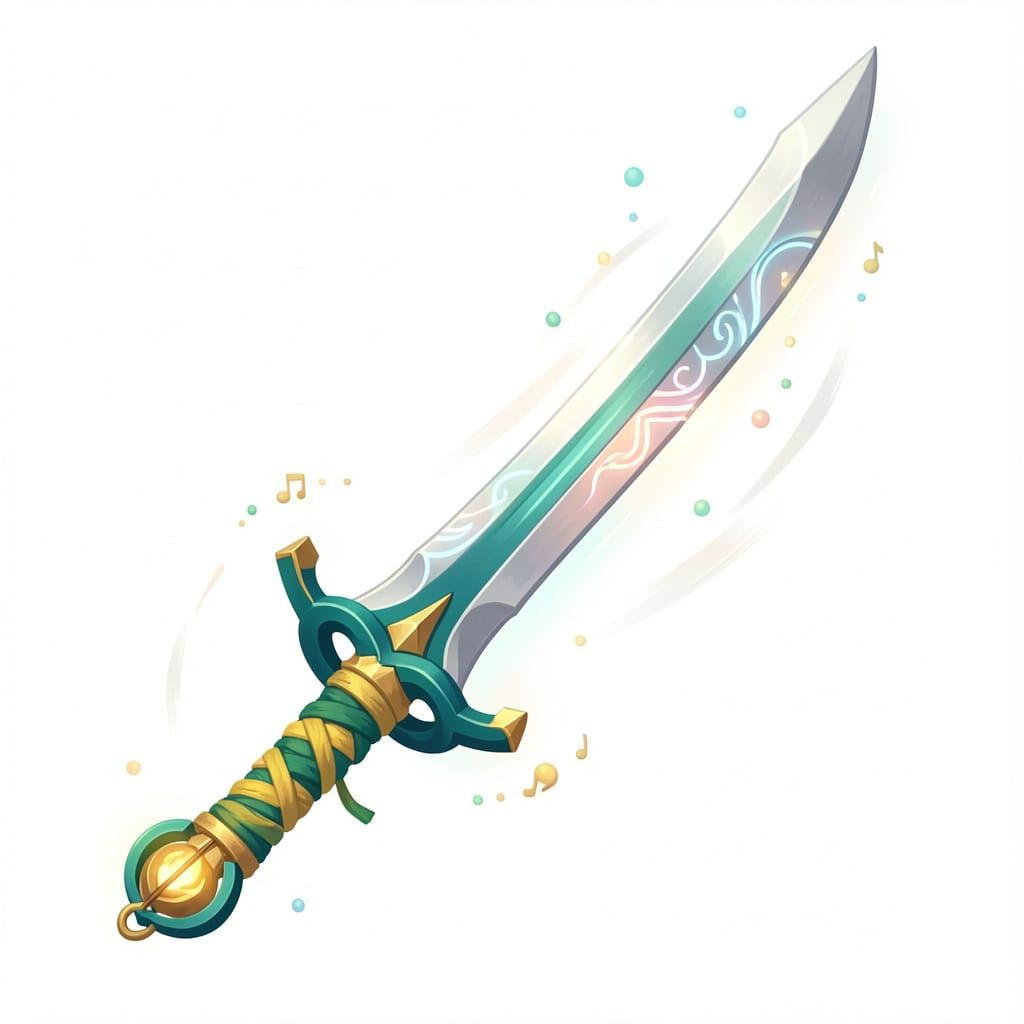 Capoeira Sword: Vibrant Low-Poly 3D Fantasy Weapon
