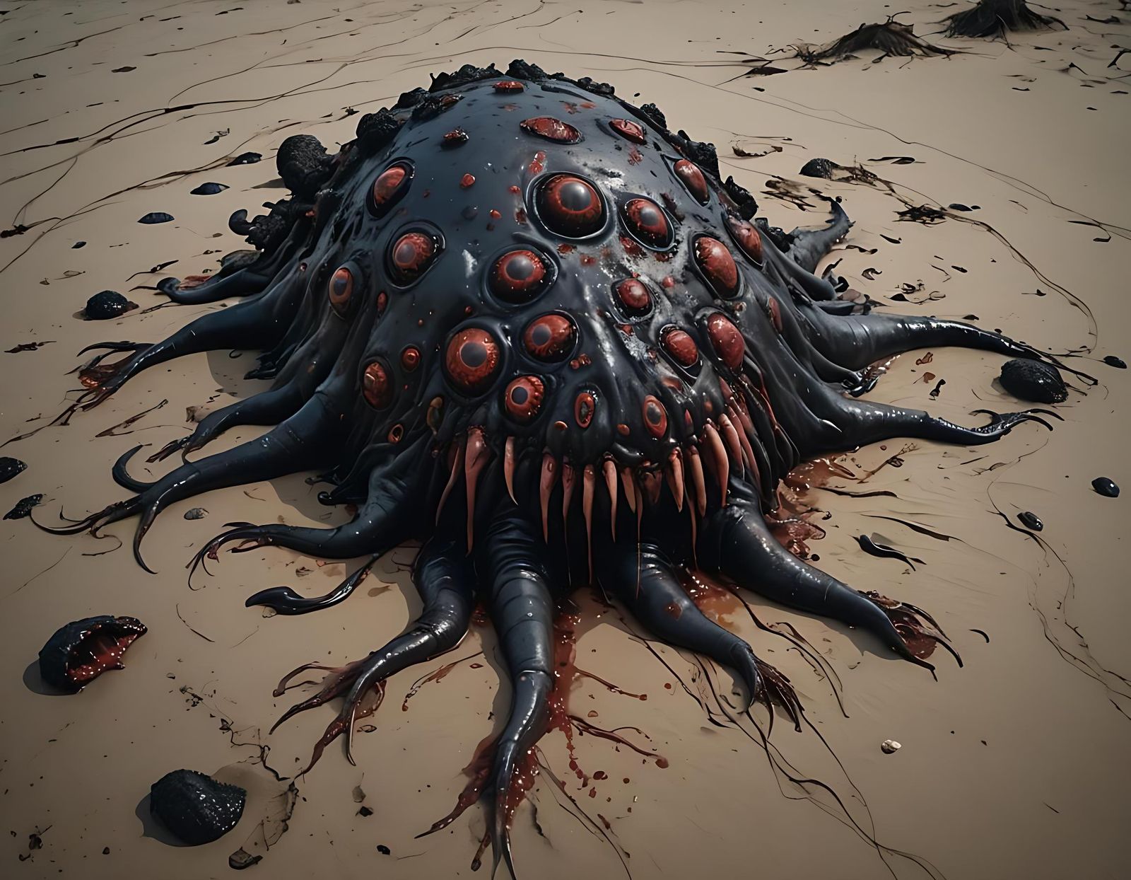 Horrifying Amorphous Blob Carcass on Beach