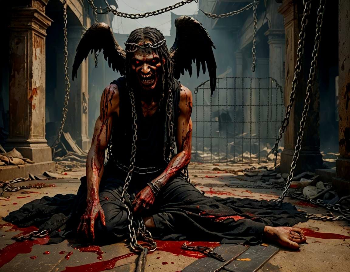 Disturbing Fallen Angel in Matte Painting Style