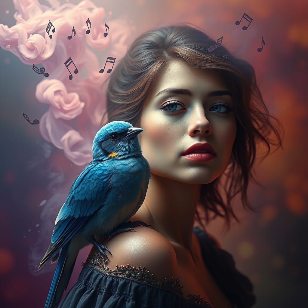 Bluebird Song in Surreal Splash Art