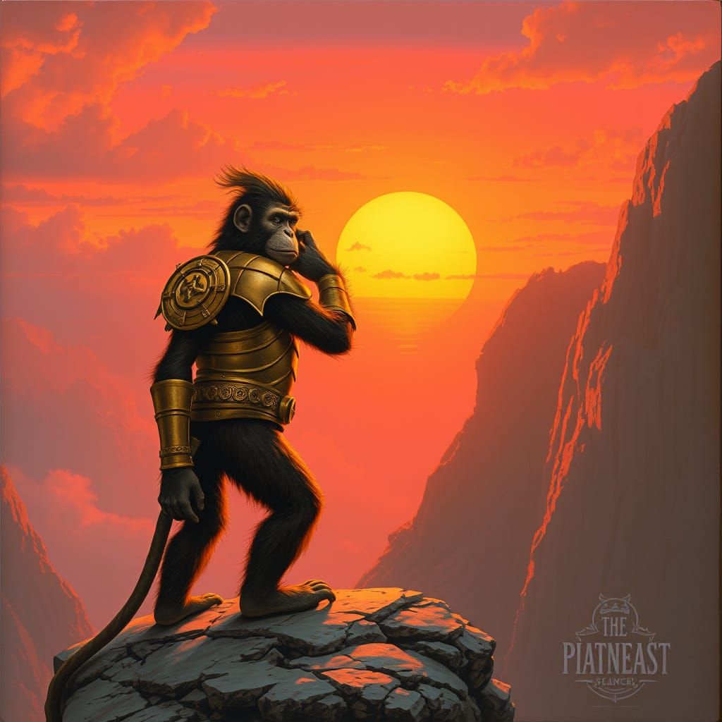 Golden Monkey Hero Gazing into Sunset