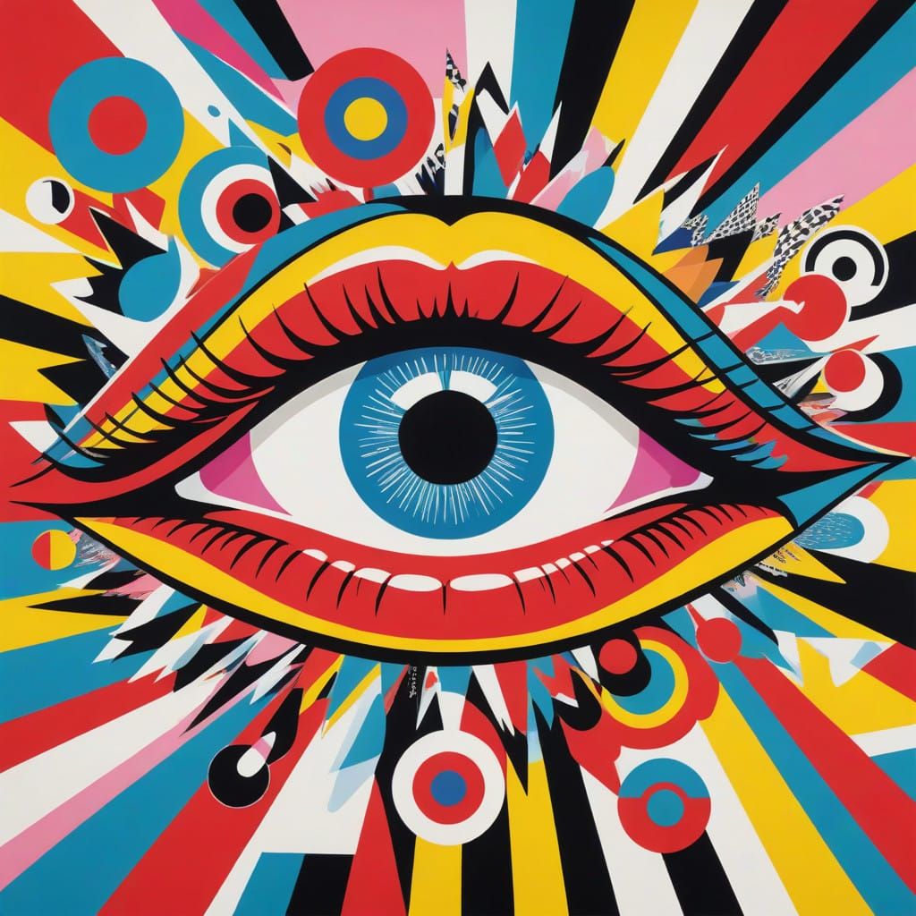 Pop Art Gallery Poster in Vibrant Colors and Abstract Collag...