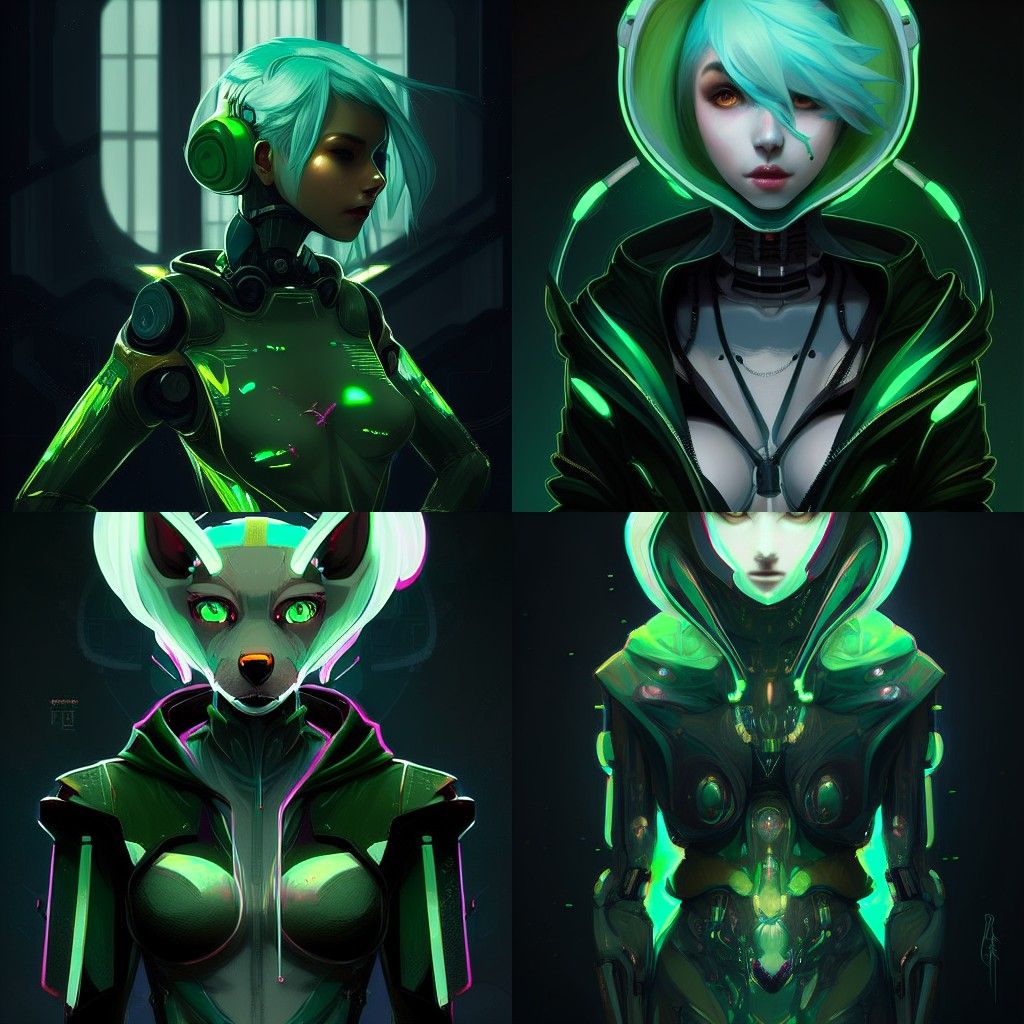 Robotic Fox Girl Portrait in Digital Art Style