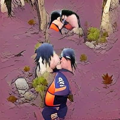 Anime Characters Embrace in Manga Style