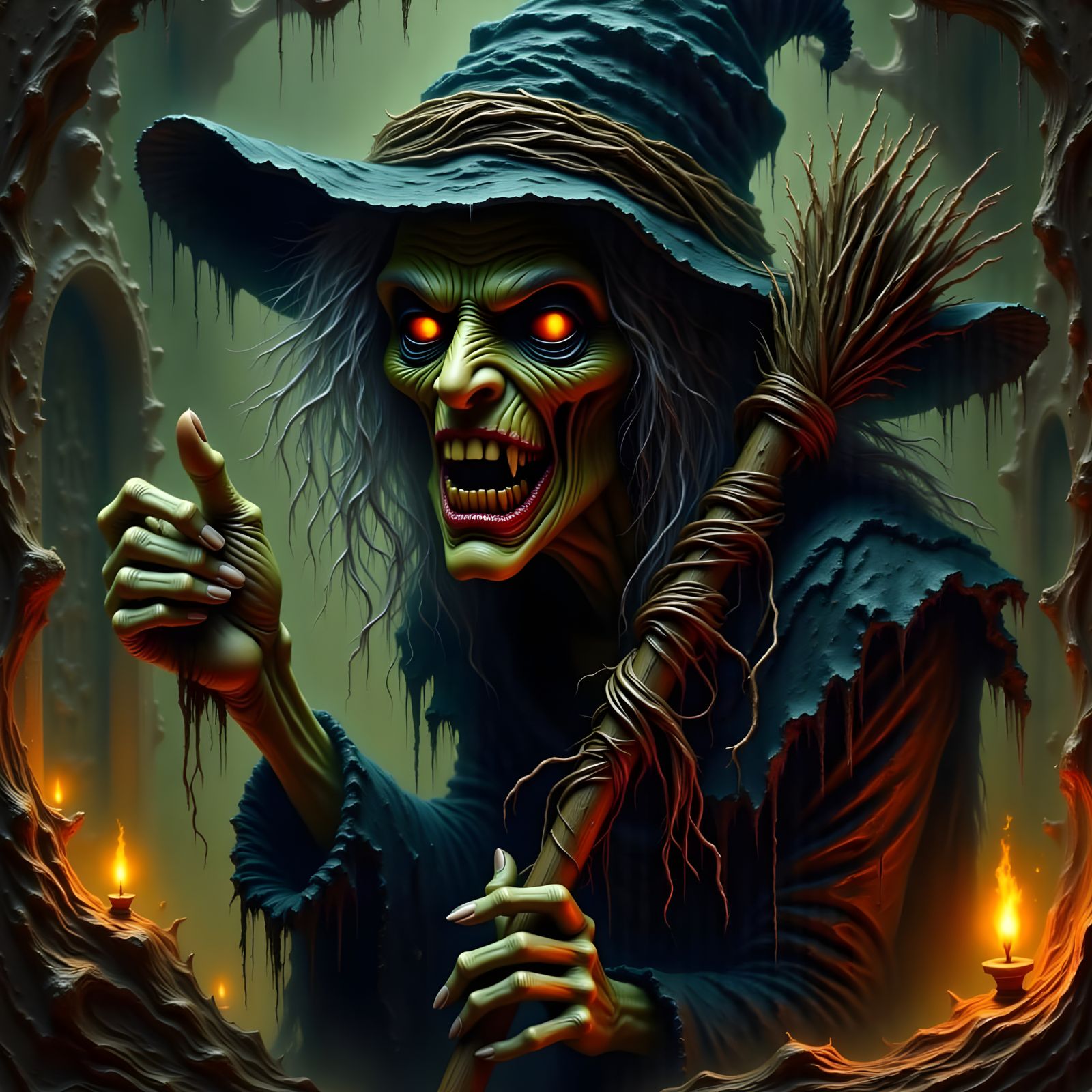 Macabre Witch Figure in Dark Fantasy Art