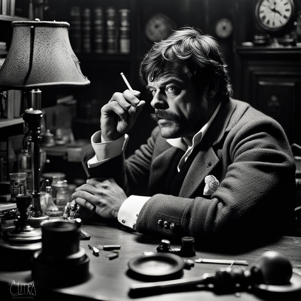 Moody Noir: Opium-Smoking Detective in Dingy Office