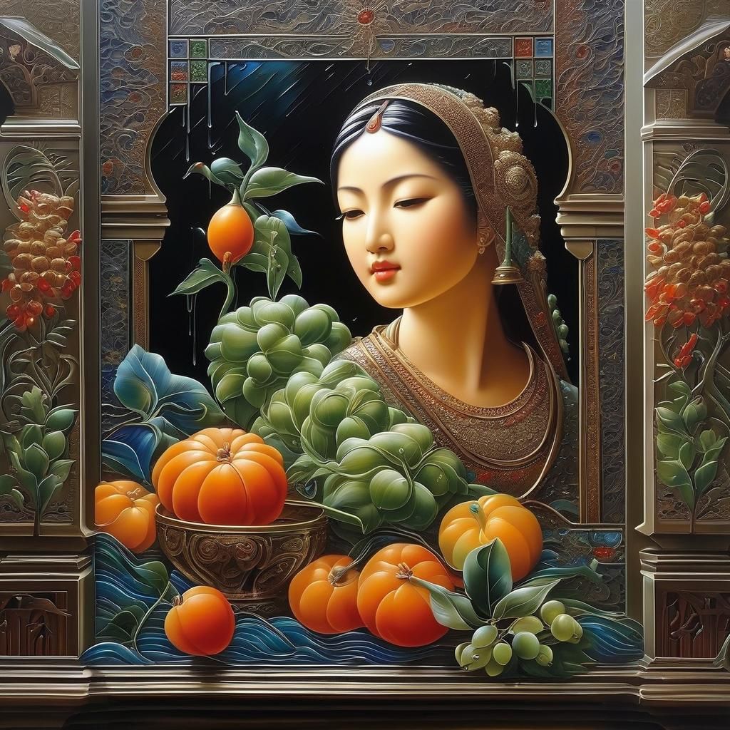 Intricate Oil Paint Painting with Detailed Background