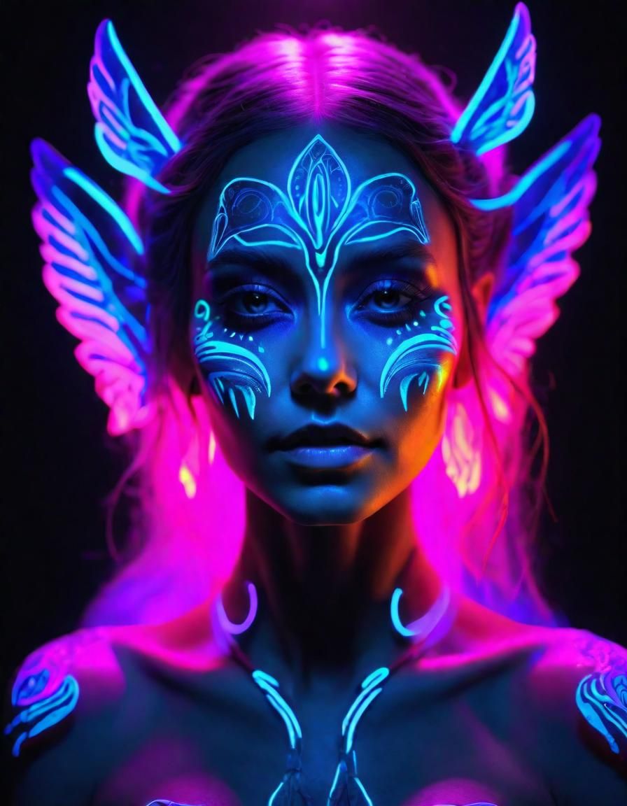 Fantasy Portrait in Fluorescent Neon Black Light
