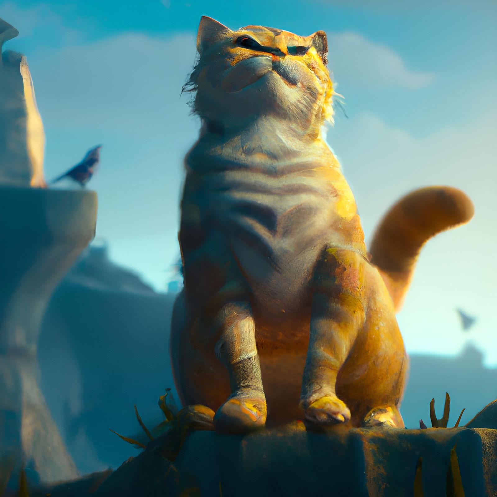 Majestic Cat in Detailed Matte Painting