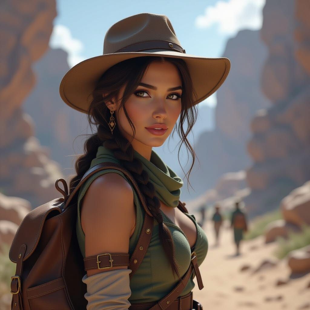 Detailed Matte Painting of a Female Archeologist