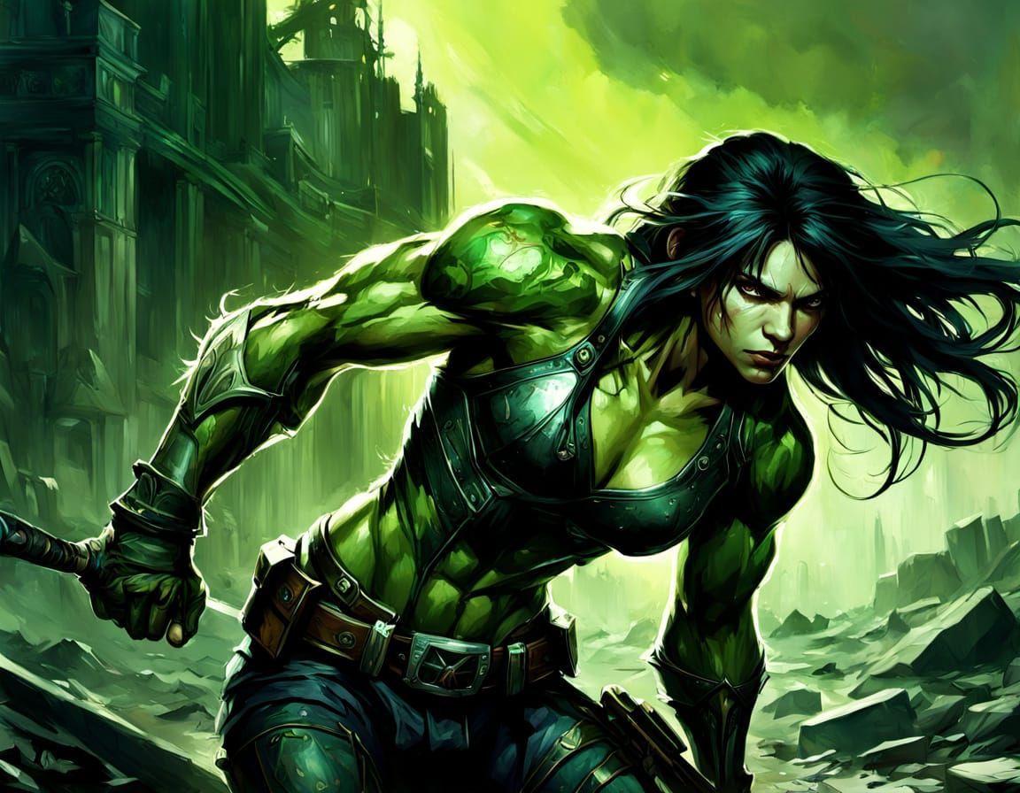 Warrior on Desolate Battlefield After Battle